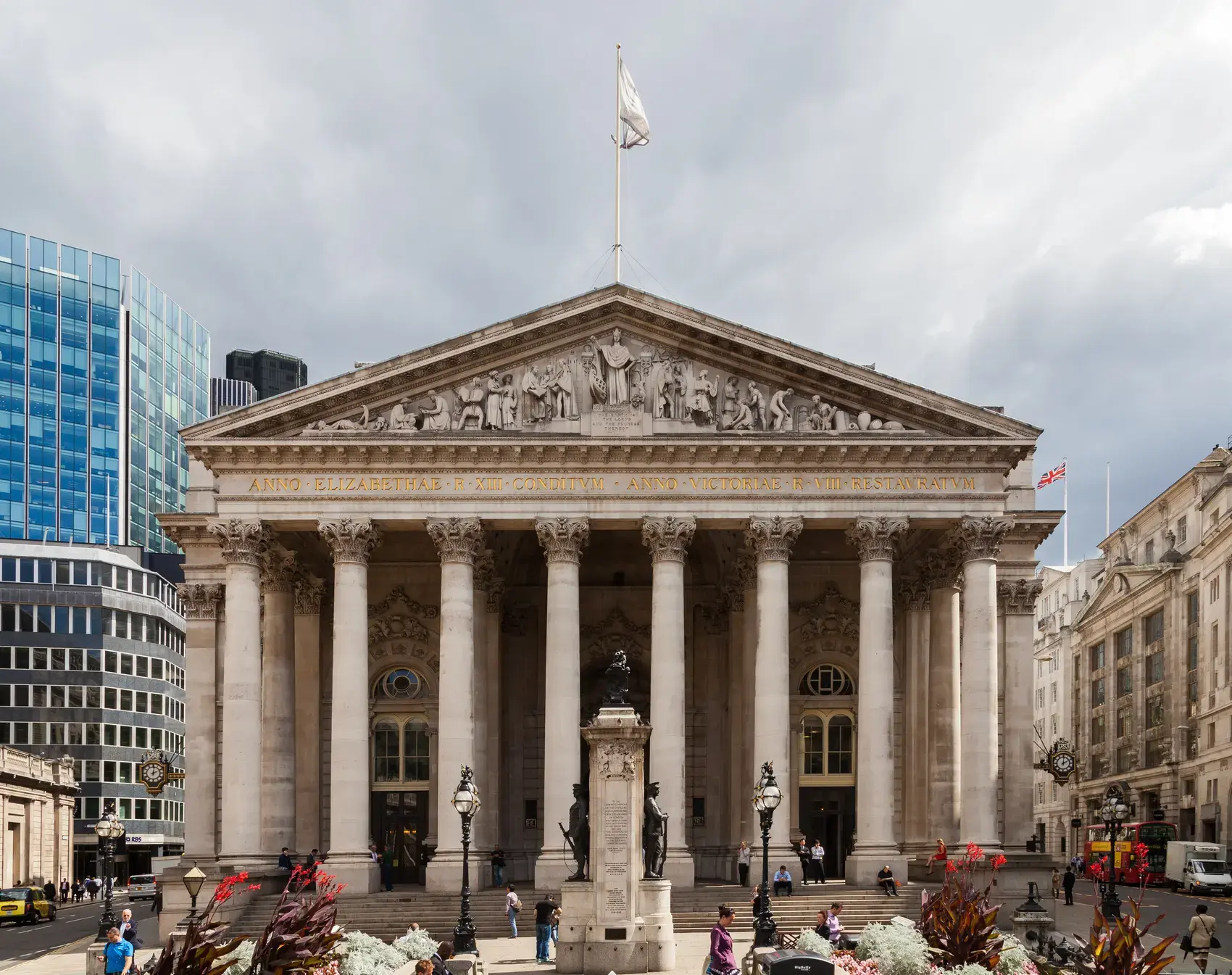 The portico of the Royal Exchange in the City of London
