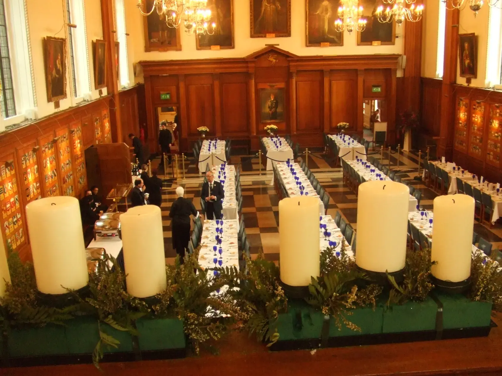 Inner Temple Hall in London laid out for a dinner